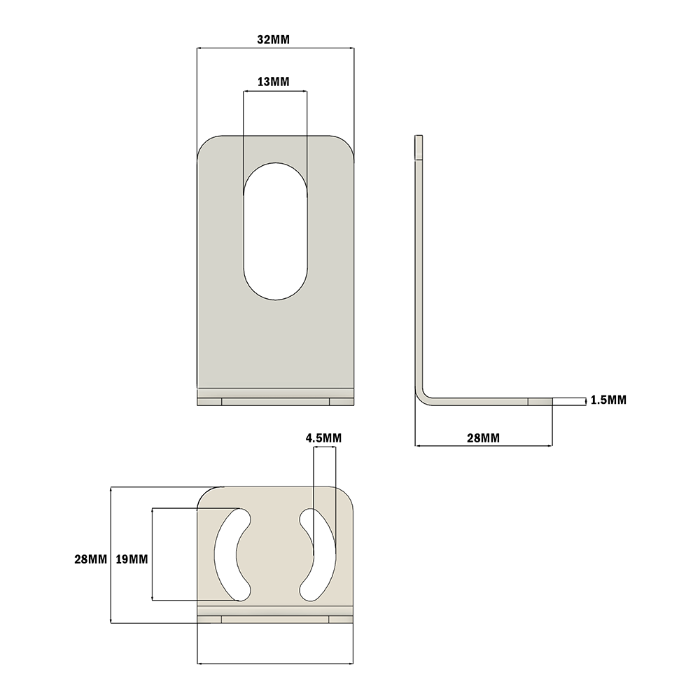 66-212-3 MODULAR SOLUTIONS ALUMINUM BRACKET<BR>30 SERIES 12MM SENSOR HOLDING